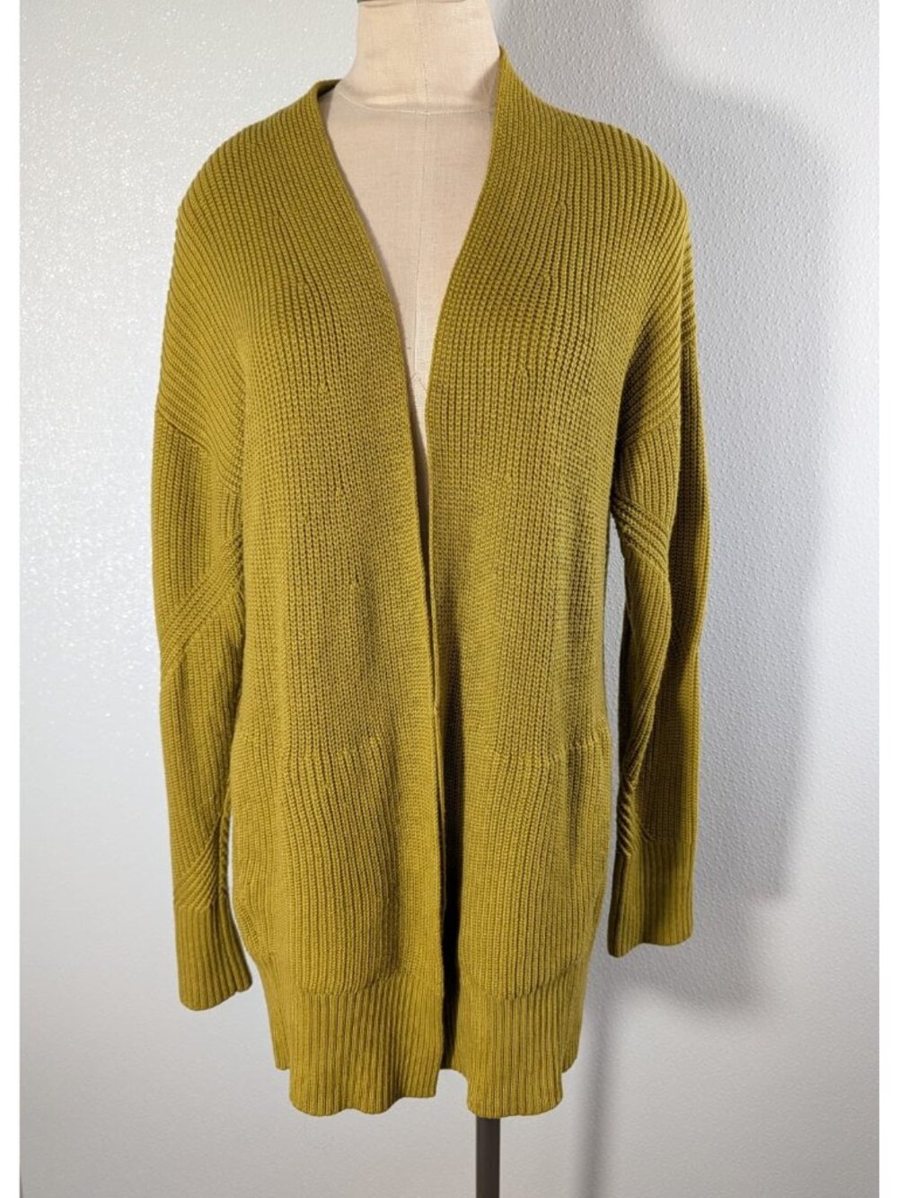 Lululemon M/L Olive Green Open Front Knit Cardigan Sweater With Pockets